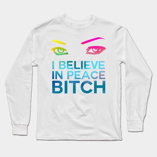 I Believe In Peace - Rainbow Long Sleeve T-Shirt by damonthead